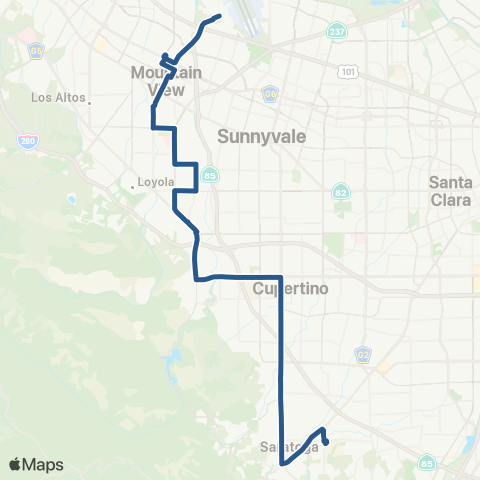 VTA Moffett Field - West Valley Coll map