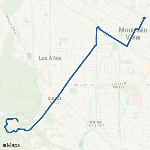 VTA Foothill Coll - Mnt View TC via El Monte map