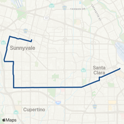 VTA Sunnyvale TC - Santa Clara TC map