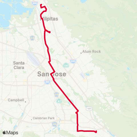 VTA North Milpitas - Santa Teresa Station map