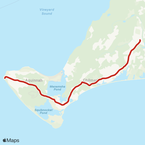 VTA W Tisbury - Chilmark - Aquinnah via S Rd map