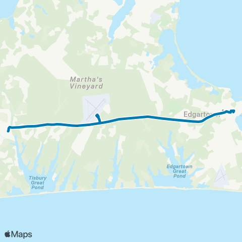 VTA Edgartown - Airport - West Tisbury map