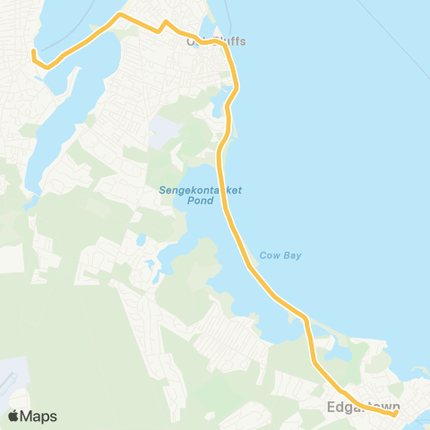 VTA Edgartown - Oak Bluffs - Vineyard Haven via Bch Roads map