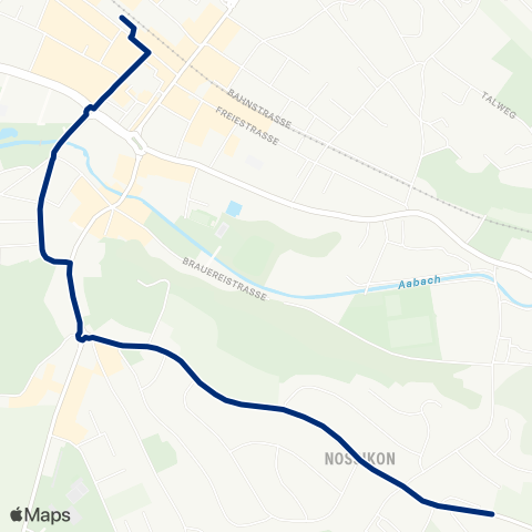 VZO - Verkehrsbetriebe Zürichsee und Oberland Uster, Bahnhof - Uster, Nossikon map