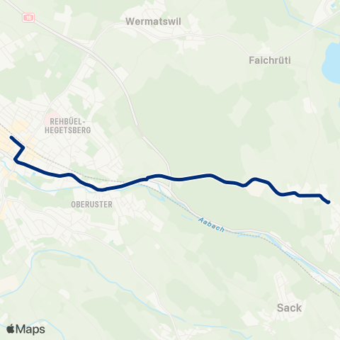 VZO - Verkehrsbetriebe Zürichsee und Oberland Uster, Bahnhof - Seegräben, Gemeindehaus map