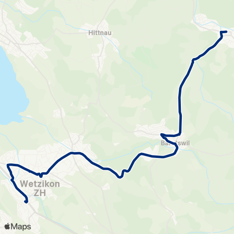 VZO - Verkehrsbetriebe Zürichsee und Oberland Wetzikon ZH, Bahnhof - Bauma, Bahnhof map