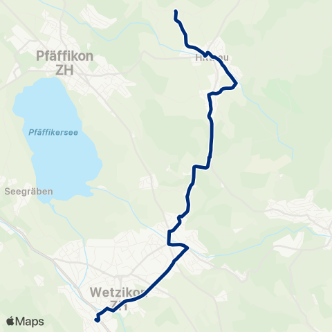 VZO - Verkehrsbetriebe Zürichsee und Oberland Hittnau, Isikon - Wetzikon ZH, Bahnhof map