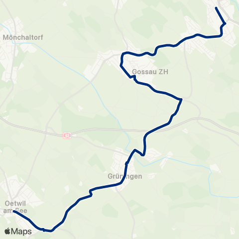 VZO - Verkehrsbetriebe Zürichsee und Oberland Wetzikon ZH, Bahnhof - Oetwil am See, Zentrum map