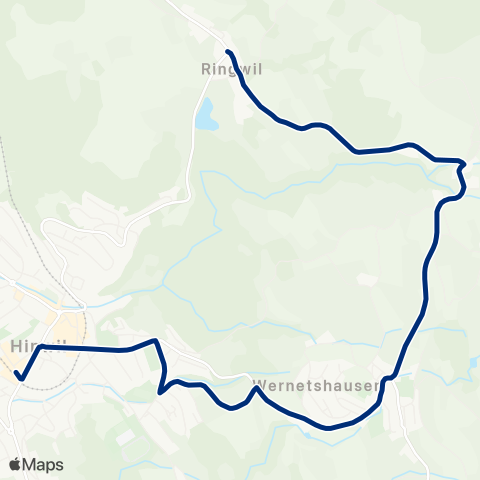 VZO - Verkehrsbetriebe Zürichsee und Oberland Hinwil, Ringwil - Hinwil, Bahnhof map