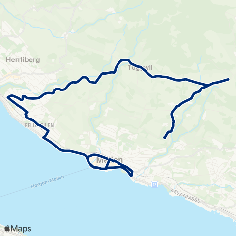 VZO - Verkehrsbetriebe Zürichsee und Oberland Meilen, Bahnhof - Meilen, Hohenegg map