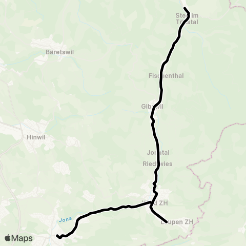 VZO - Verkehrsbetriebe Zürichsee und Oberland Rüti ZH, Bahnhof - Steg im Tösstal, Bahnhof map