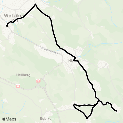 VZO - Verkehrsbetriebe Zürichsee und Oberland Wetzikon ZH, Bahnhof - Dürnten, J.-C.-Heerstrasse map