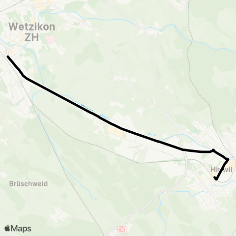 VZO - Verkehrsbetriebe Zürichsee und Oberland Hinwil, Bahnhof - Wetzikon ZH, Bahnhof map