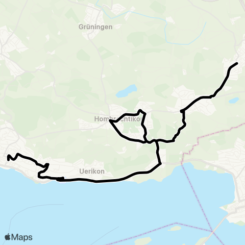 VZO - Verkehrsbetriebe Zürichsee und Oberland Stäfa, Bahnhof - Bubikon, Dorf map