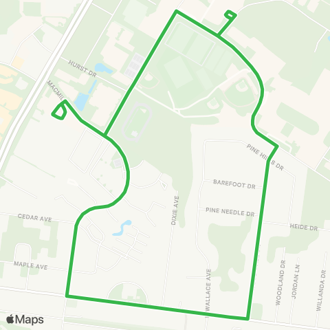 UNCW SeaHawk Shuttles Green Shuttle map