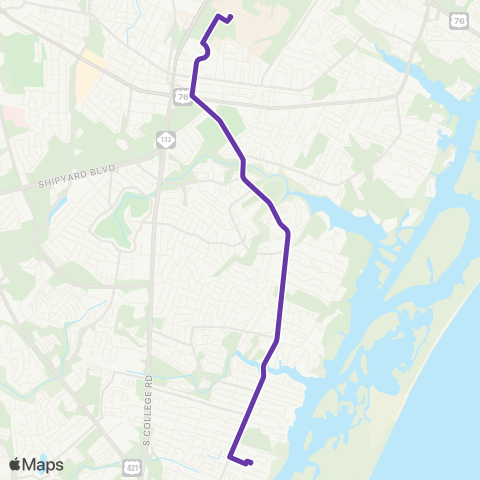 UNCW SeaHawk Shuttles CREST Shuttle map