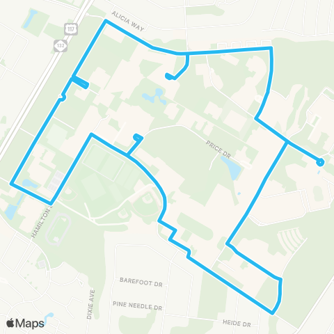 UNCW SeaHawk Shuttles Campus Loop map