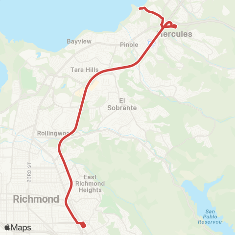 WestCAT Hercules TC - El Cerrito Del Norte BART map