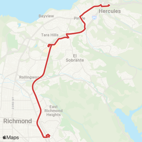 WestCAT Hercules TC - El Cerrito Del Norte BART map