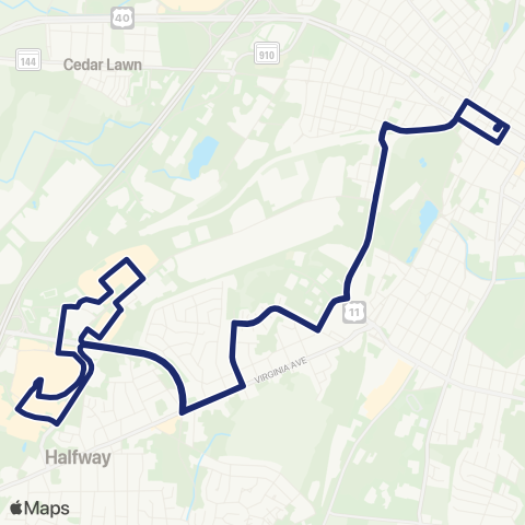 Washington County Transit Valley Mall Night Run map