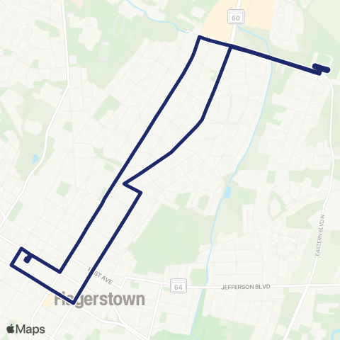 Washington County Transit Long Meadow Night Run map