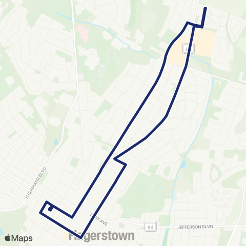 Washington County Transit Long Meadow via Locust map