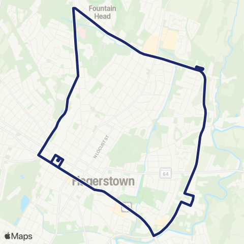 Washington County Transit Long Meadow via Eastern map