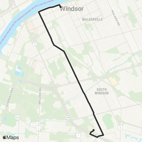 Transit Windsor Route map