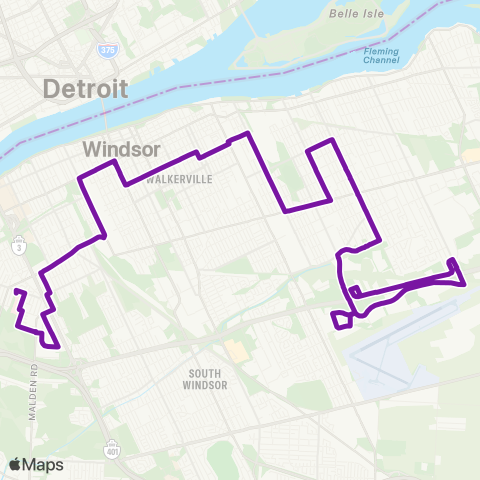 Transit Windsor Central map