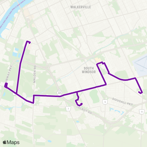 Transit Windsor South Windsor map