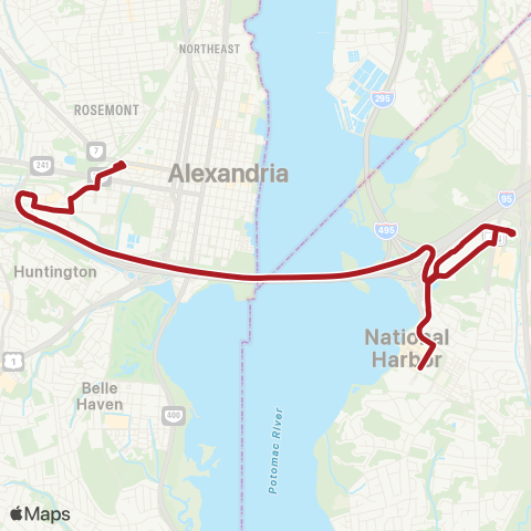 Metrobus National Harbor - King Street map