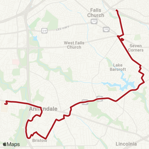 Metrobus Annandale-East Falls Church map