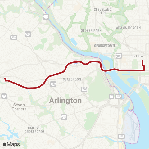 Metrobus Langston Blvd - McPherson Sq L map