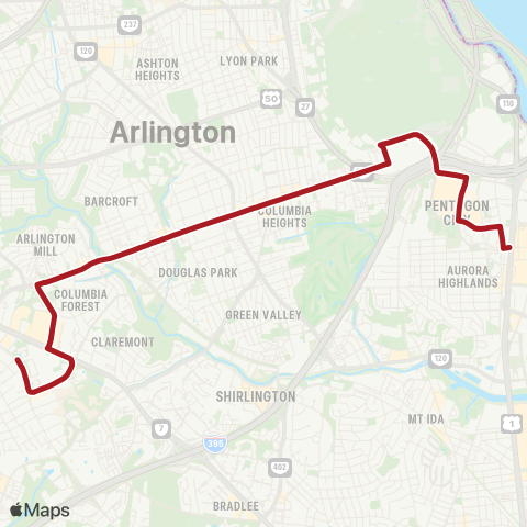 Metrobus Columbia Pike - National Landing map