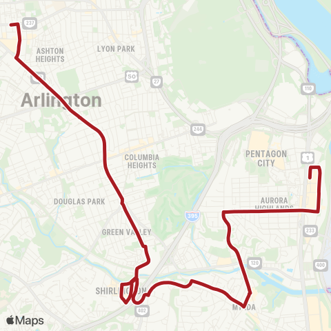 Metrobus McLean-Crystal City map