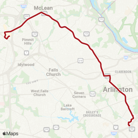 Metrobus McLean-Crystal City map