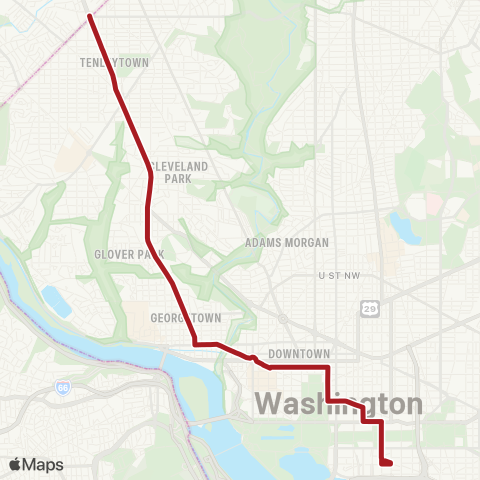 Metrobus Wisconsin Avenue map