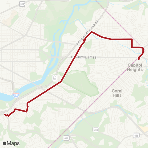 Metrobus Capitol Hts-Minnesota Ave map