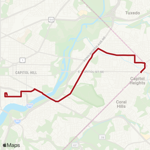 Metrobus Capitol Hts-Minnesota Ave map