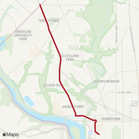 Metrobus Wisconsin Avenue map