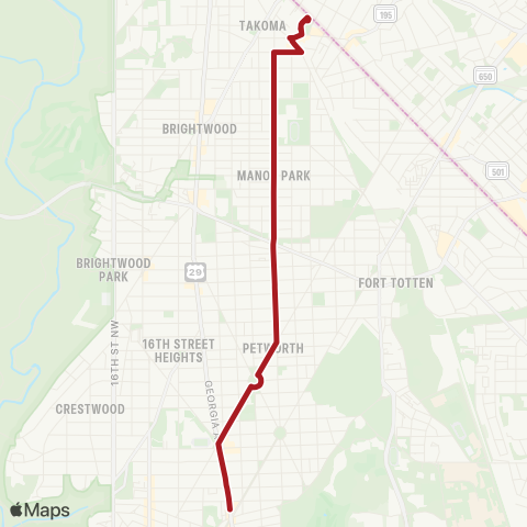 Metrobus Takoma-Petworth map