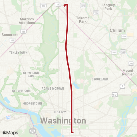 Metrobus Georgia Avenue-7th Street map
