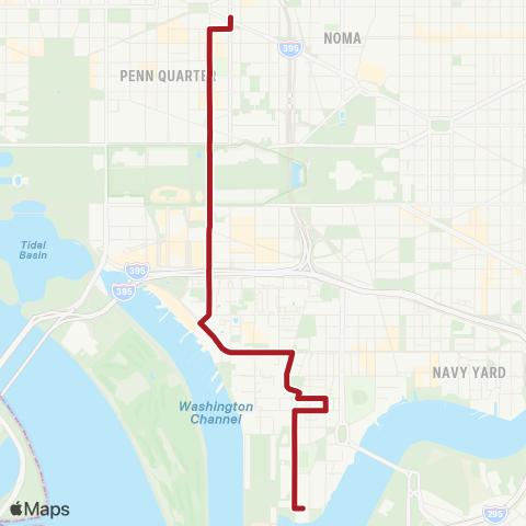 Metrobus Convention Ctr-SW Waterfront map