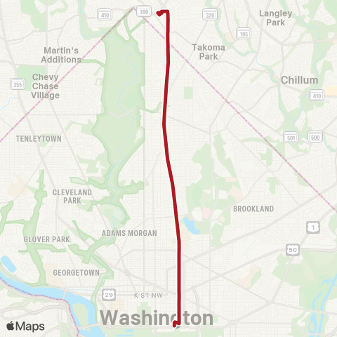 Metrobus Georgia Avenue Metroextra map