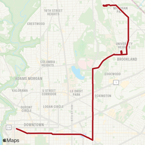 Metrobus North Capitol Street map