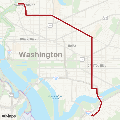 Metrobus U Street-Garfield map