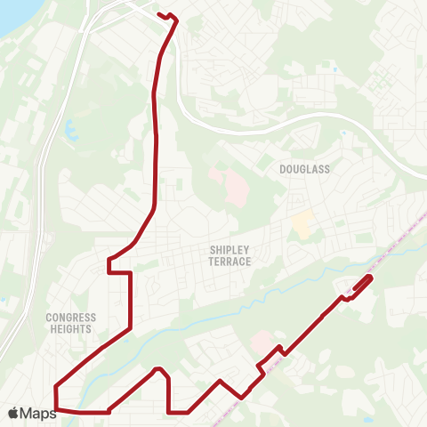Metrobus Anacostia-Washington Highlands L map