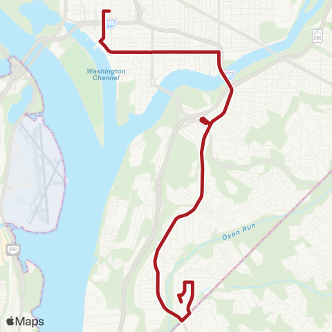 Metrobus Anacostia-Livingston map