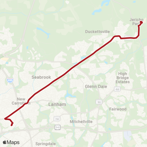 Metrobus Bowie-New Carrollton map