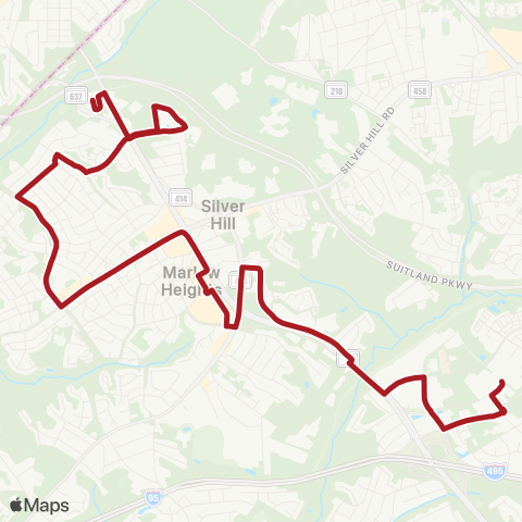 Metrobus Hillcrest Heights map